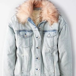 American Eagle faux fur denim jacket